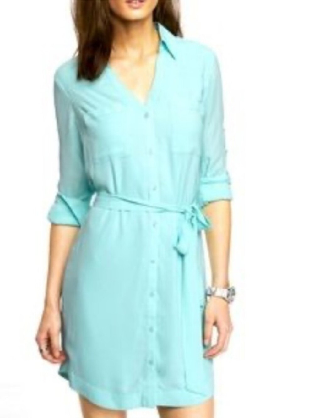 Express ✨️ Women's Mint Green Button-Front Shirt Dress Size XS